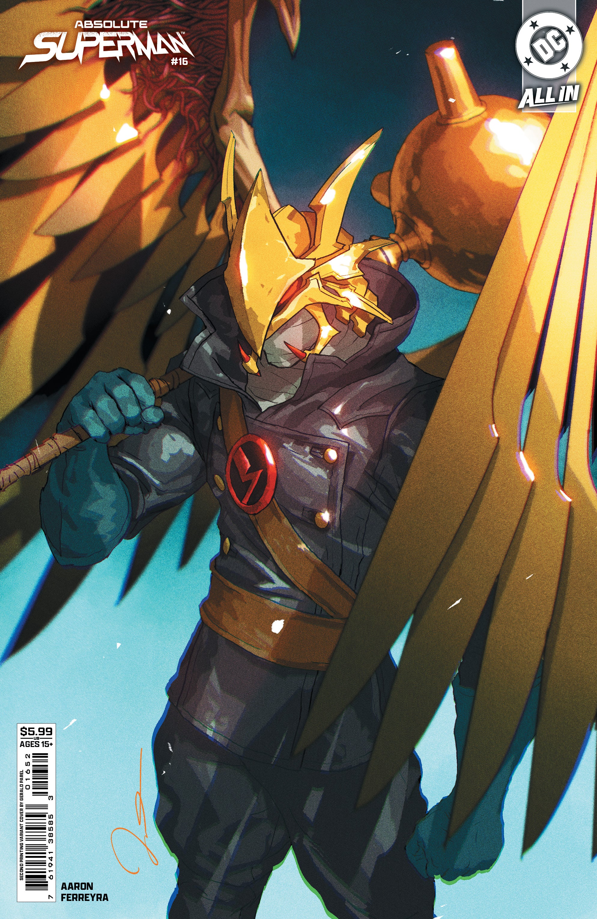 ABSOLUTE SUPERMAN #16 SECOND PRINTING CVR B GERALD PAREL CARD STOCK VAR