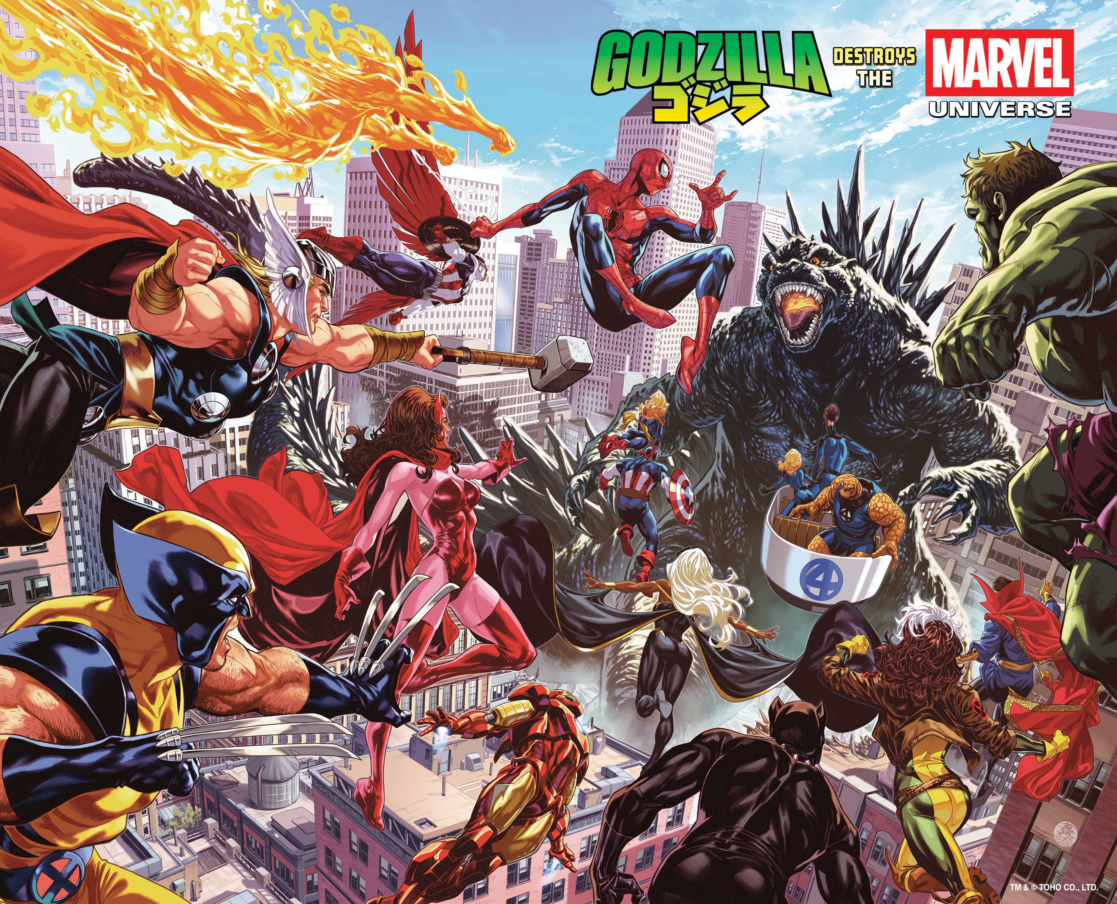 GODZILLA DESTROYS THE MARVEL UNIVERSE #1 WRAPAROUND COVER