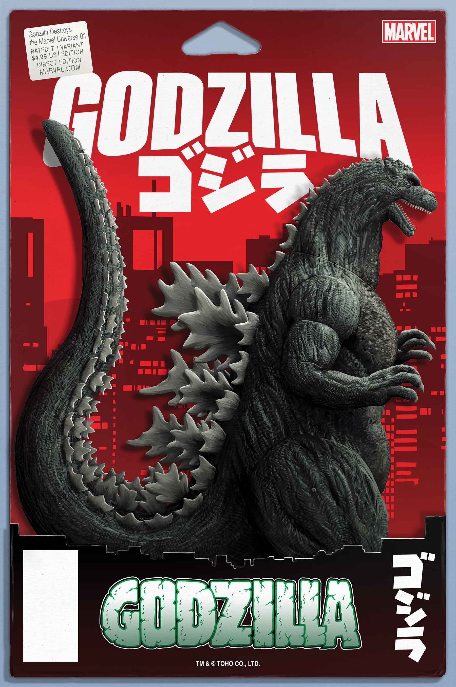 GODZILLA DESTROYS THE MARVEL UNIVERSE #1 JOHN TYLER CHRISTOPHER ACTION FIGURE VARIANT