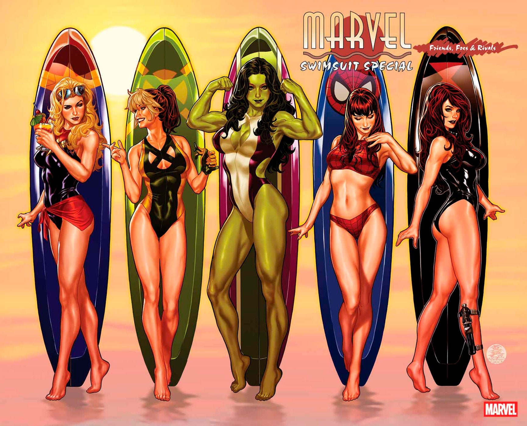 MARVEL SWIMSUIT SPECIAL: FRIENDS, FOES & RIVALS #1 MARK BROOKS WRAPAROUND VARIANT