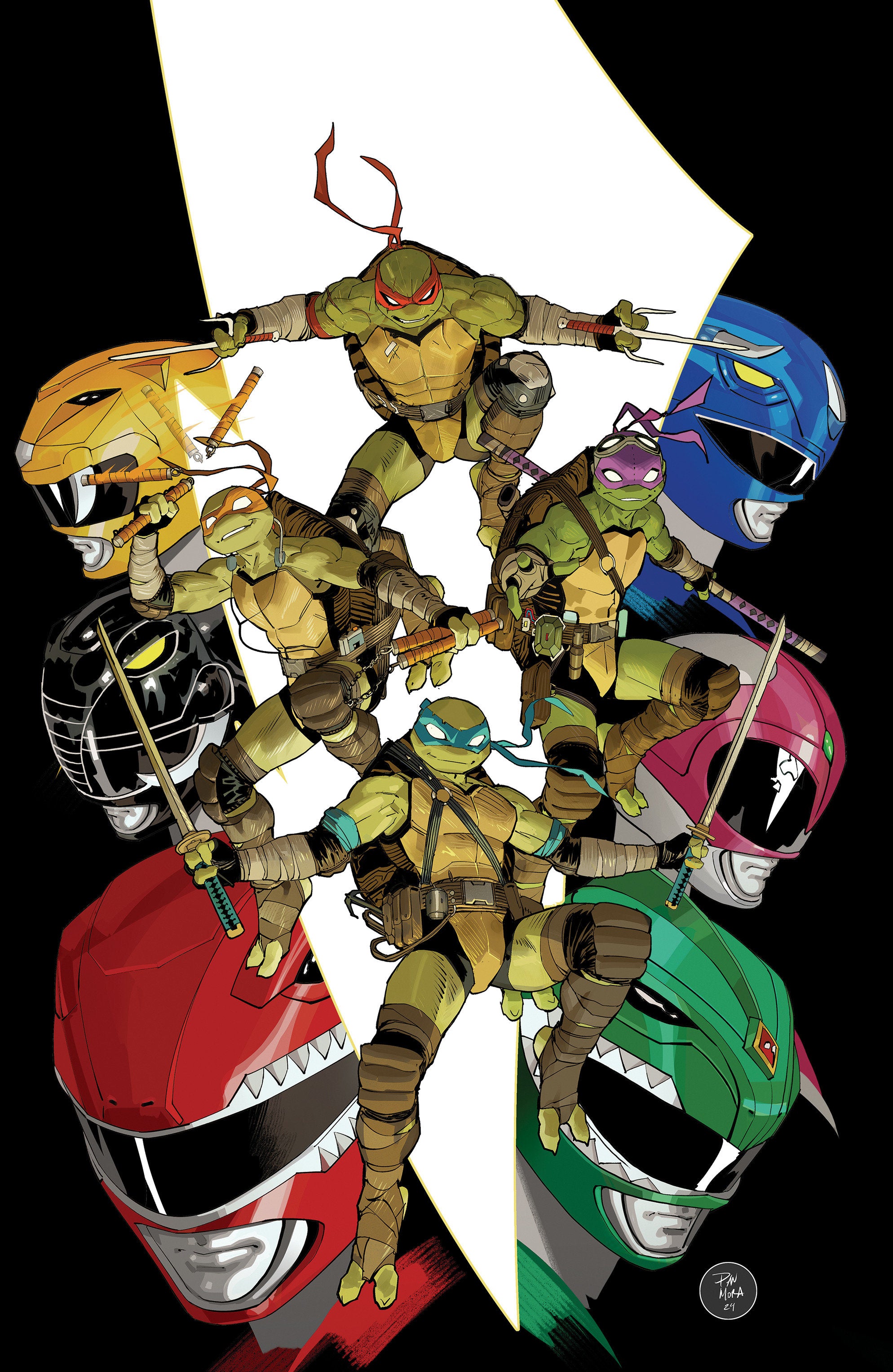MIGHTY MORPHIN POWER RANGERS/ TEENAGE MUTANT NINJA TURTLES III #1 O UNLOCKABLE VAR (FULL ART, MORA)