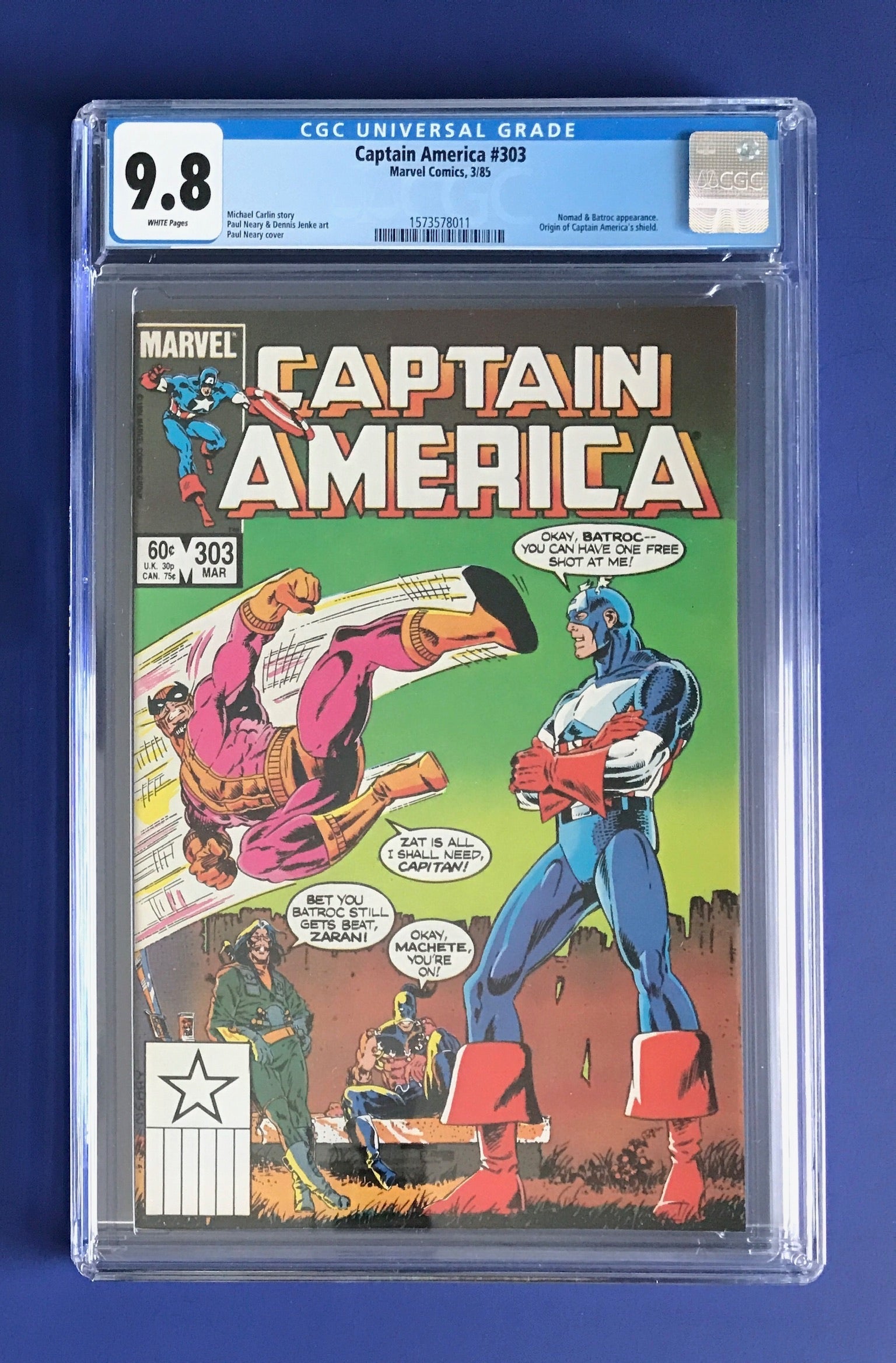 CAPTAIN AMERICA #303 CGC 9.8 WP ORIGIN OF CAPTAIN AMERICA'S SHIELD