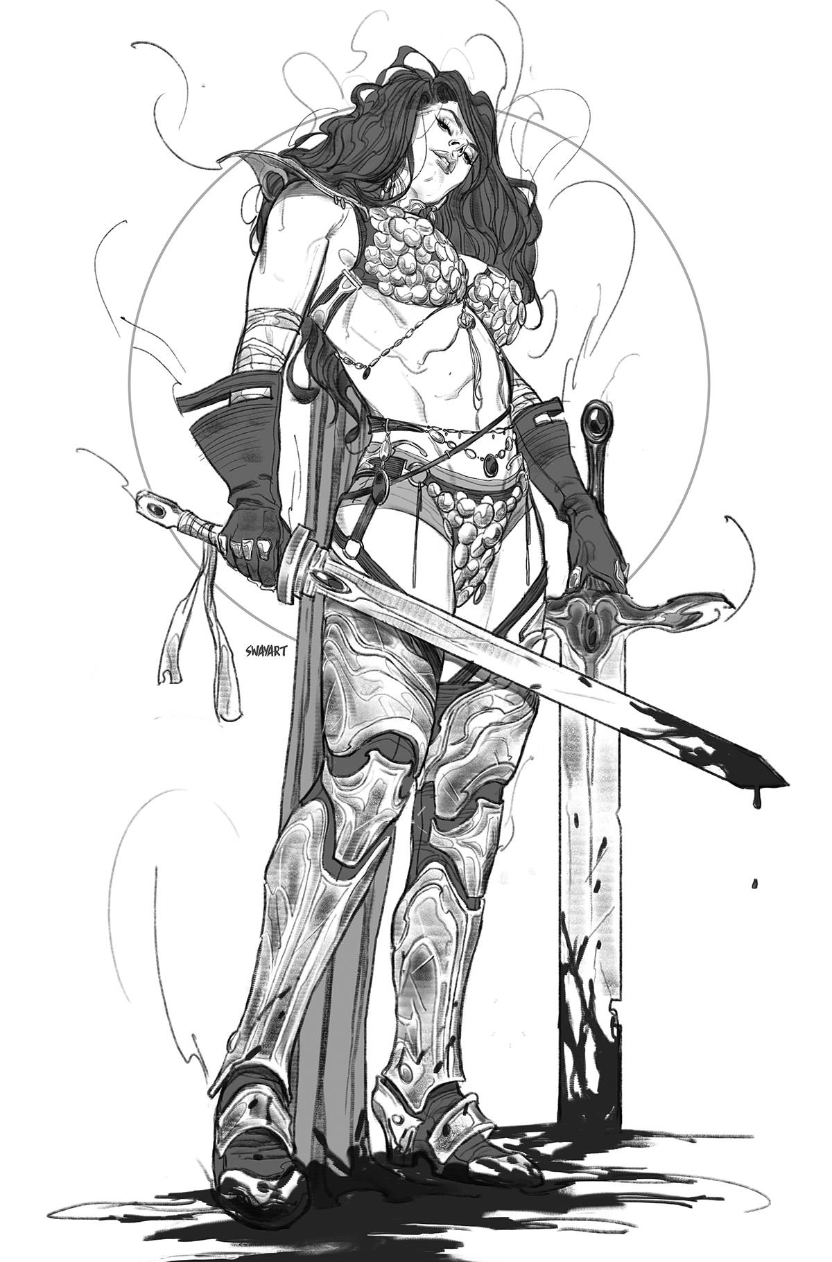 RED SONJA BLACK WHITE RED #8 CVR L FOC 1:11 INCENTIVE SWAY B&W