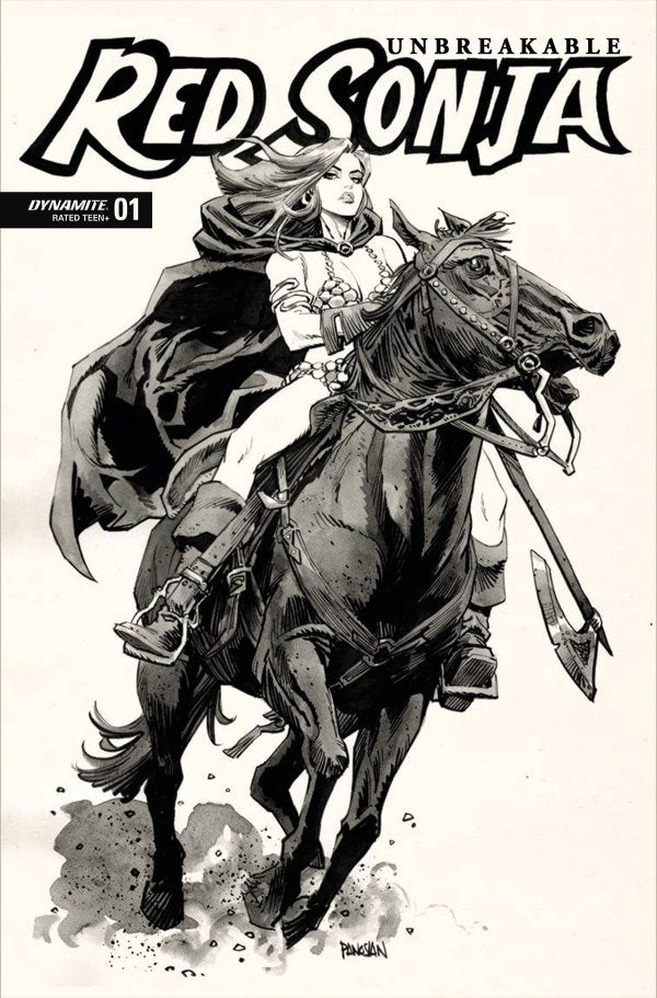 UNBREAKABLE RED SONJA #1 CVR W FOC 1:10 INCENTIVE PANOSIAN B&W