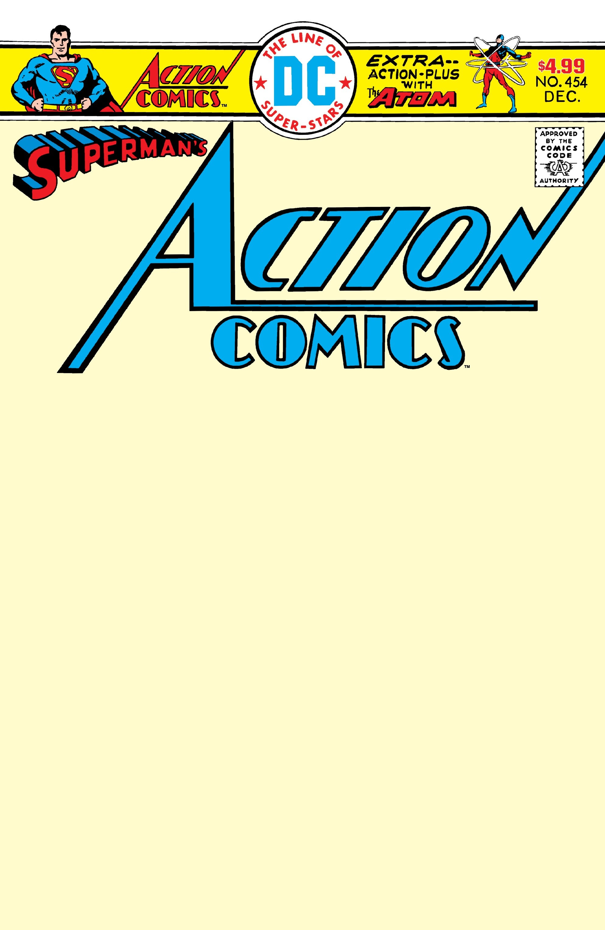 ACTION COMICS #454 FACSIMILE EDITION CVR B BLANK CARD STOCK VAR