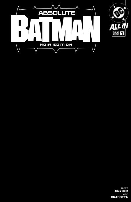 ABSOLUTE BATMAN NOIR EDITION #1 (ONE SHOT) CVR B BLACK BLANK CARD STOCK VAR