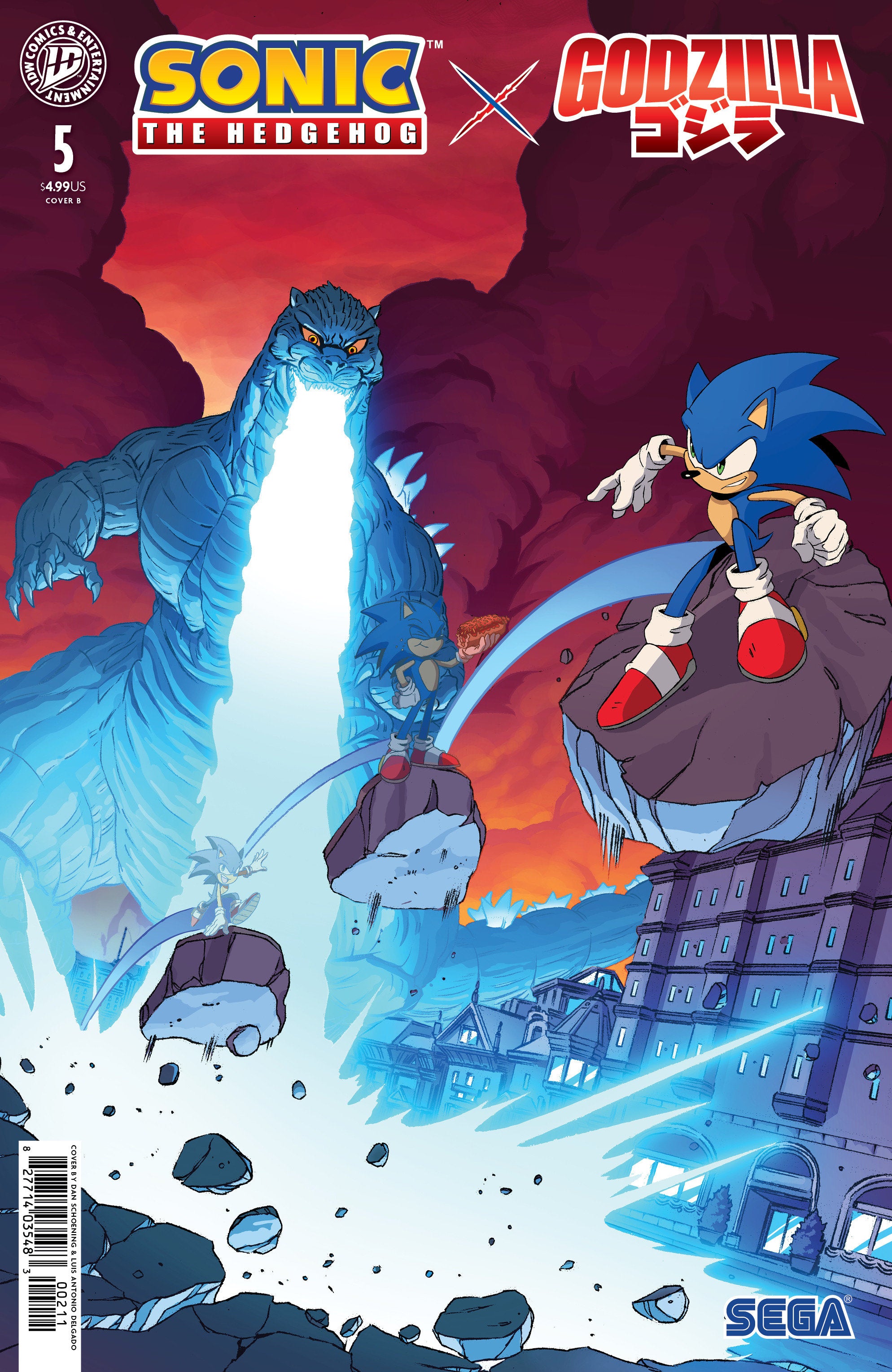 SONIC THE HEDGEHOG X GODZILLA #5 VARIANT B (SCHOENING) | COMIC NATION