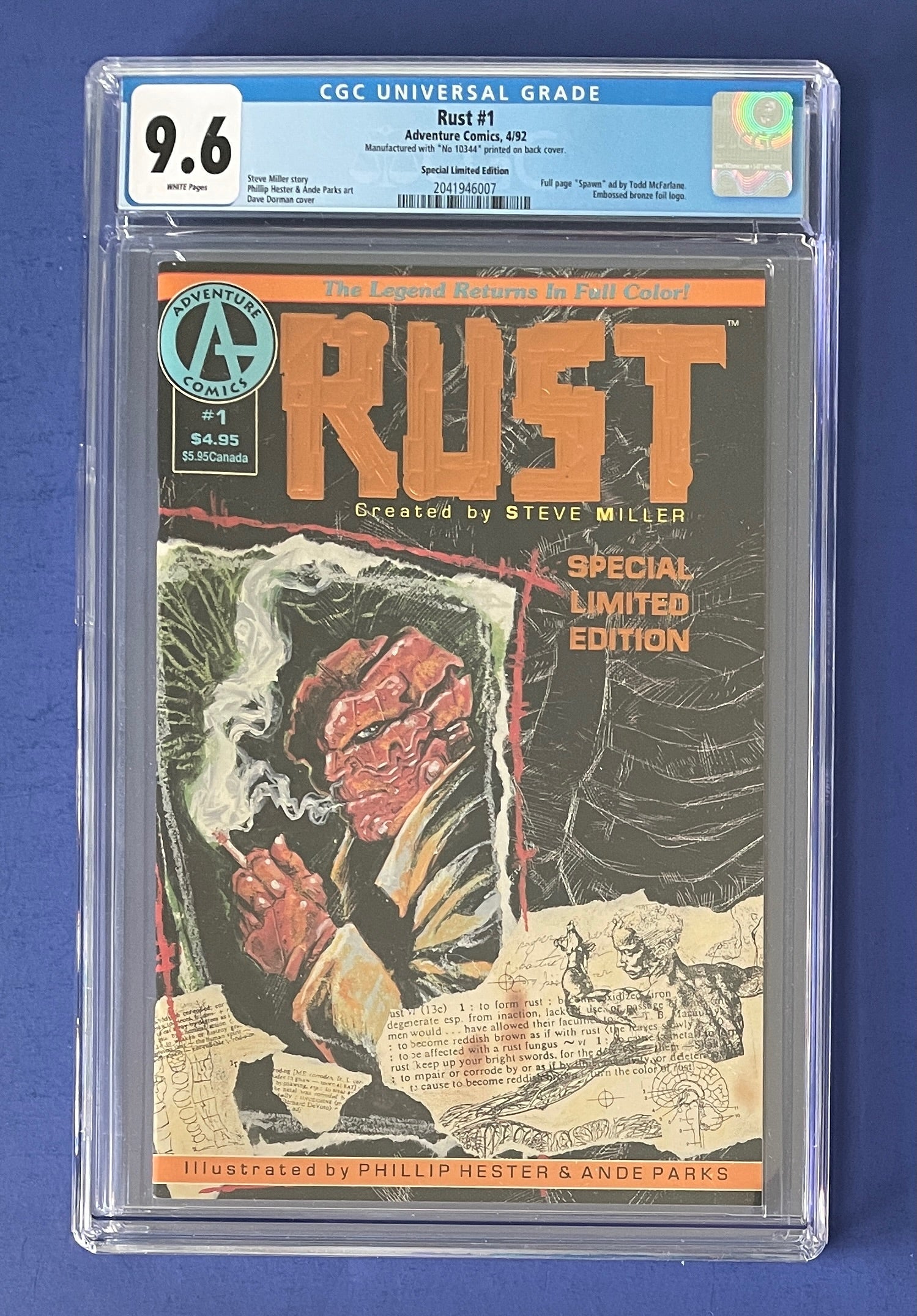 RUST #1 CGC 9.6 WP EARLY FULL PAGE SPAWN AD